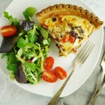 Quick weeknight Swiss chard, mushrooms and bacon quiche