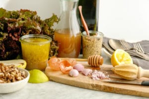 French shallot, raw honey and apple cider vinegar salad dressing
