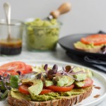 Vegan green hummus and avocado toast