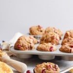 Cranberry, orange and chocolate chip low-gluten muffins