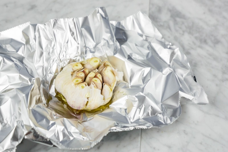 roasted garlic in aluminum foil