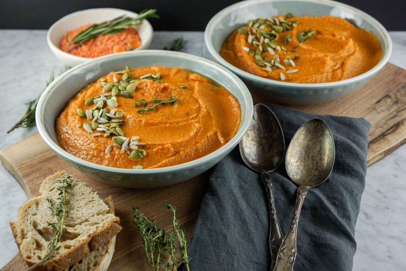25 min carrot and red lentil Indian-style soup
