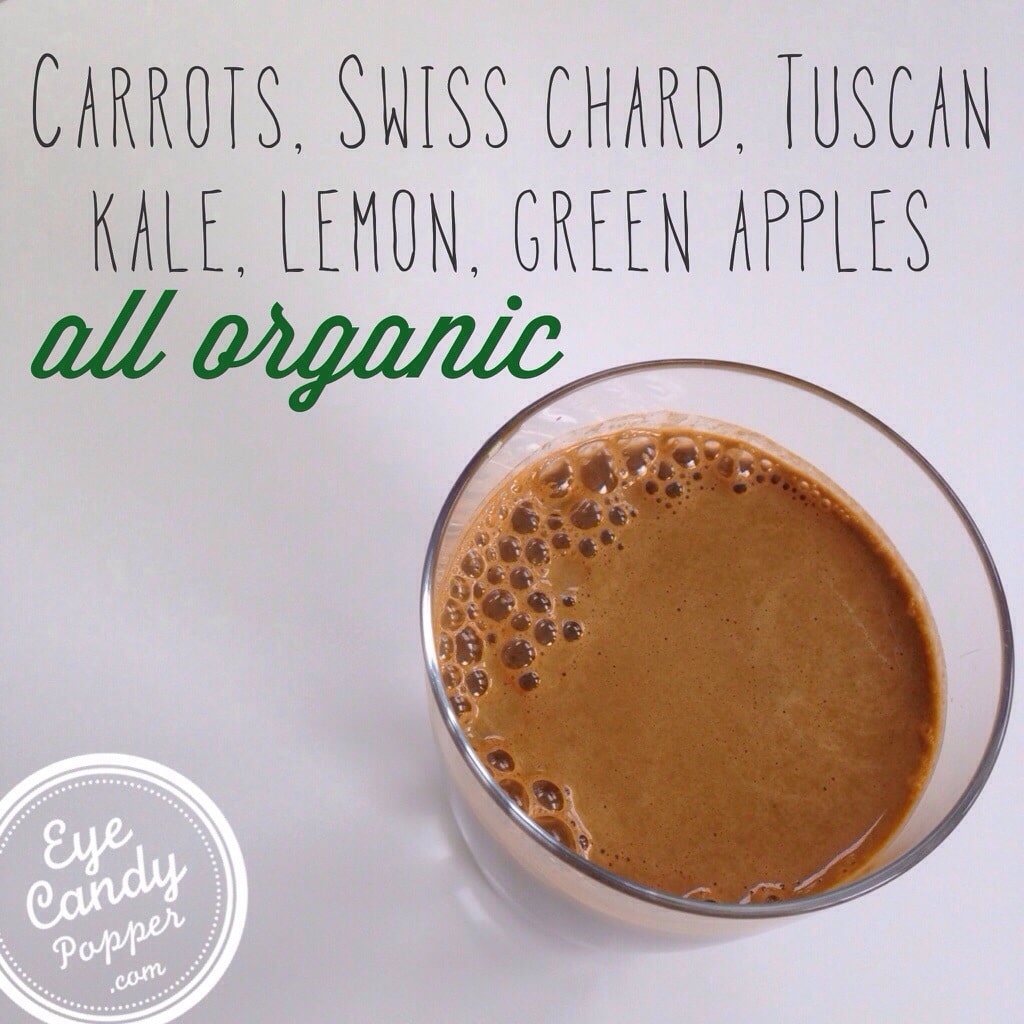 Green juice: Swiss chard, Tuscan kale, green apple, carrots