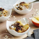 Warm oatmeal, apple and almond butter breakfast (vegan)