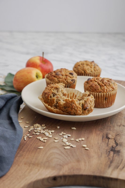 Oat, apple and almond butter muffins