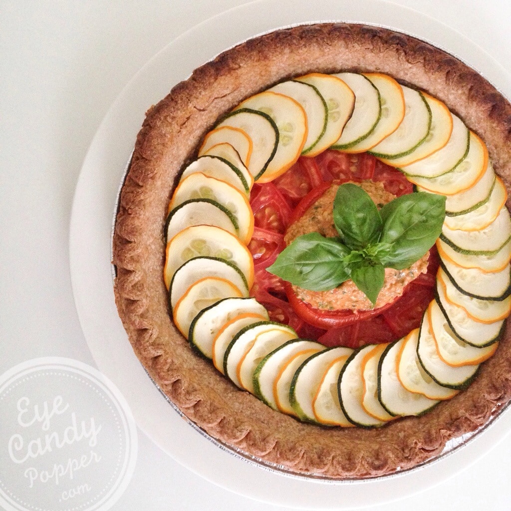 Meatless Monday: Tomato and Zucchini Pie with Sicilian Pesto (vegan)