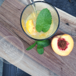 Summer healthy peach-kombucha cocktail (gluten-free, vegan, paleo)