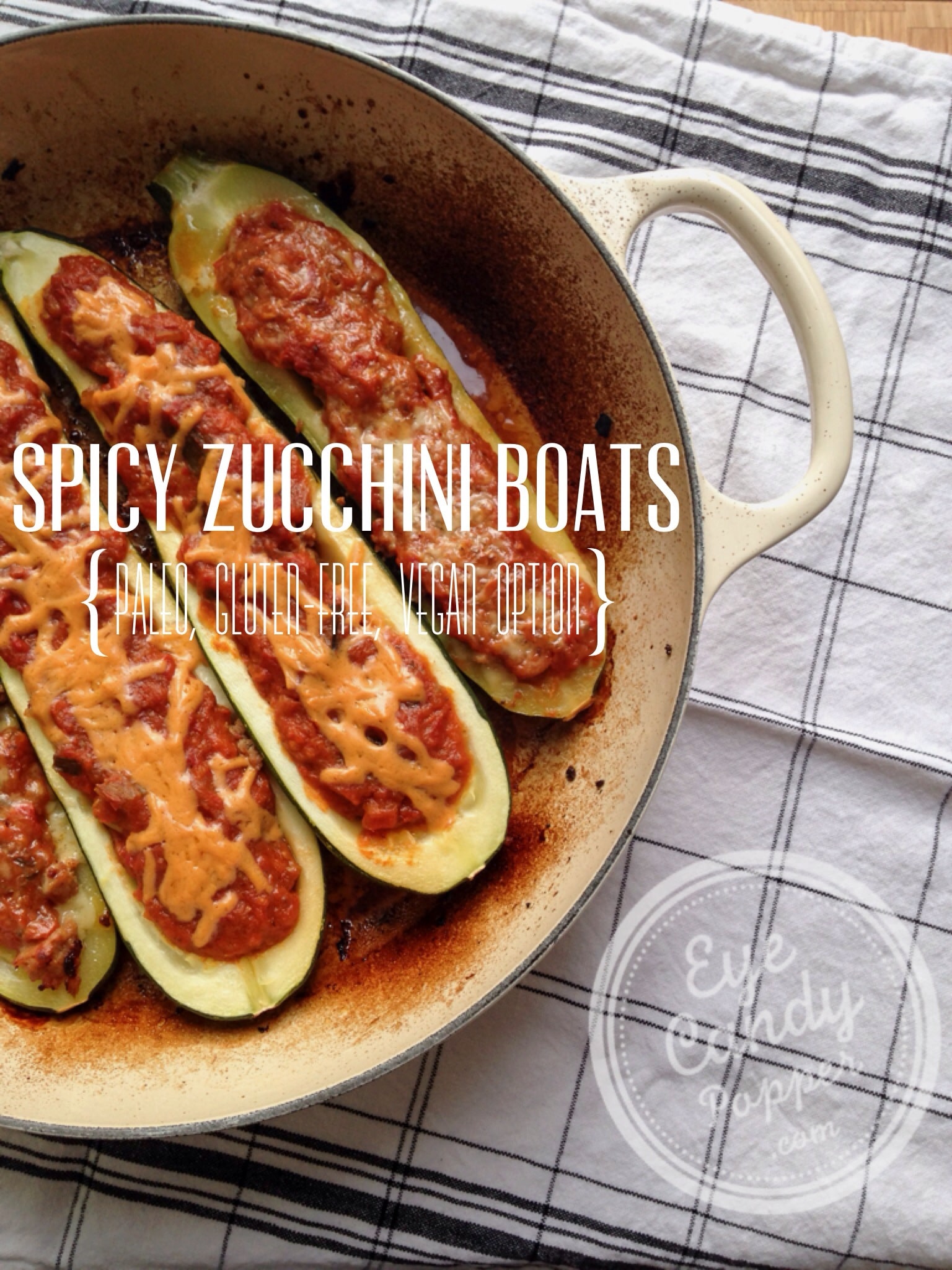 Spicy zucchini boats (paleo, gluten-free, vegan option)