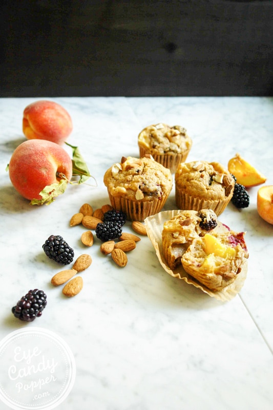 Peach blackberry muffins