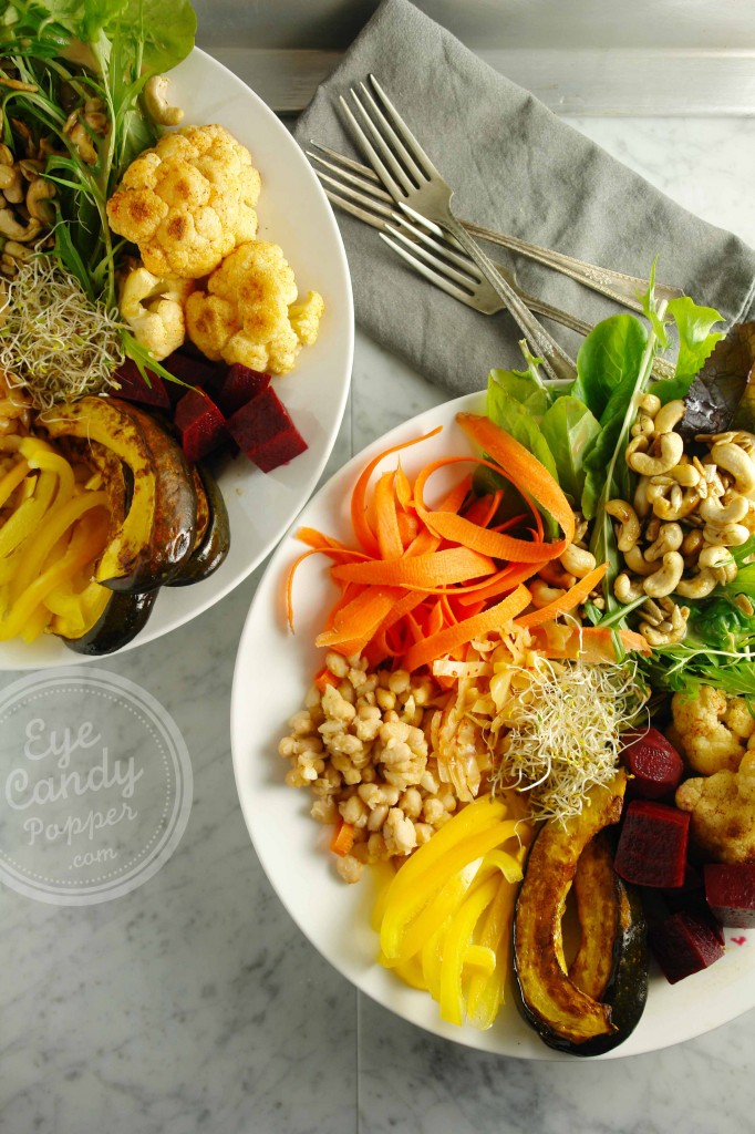 Meatless Monday: Autumn nourishing bowl with roasted squash and cauliflower (vegan, gluten-free, paleo)