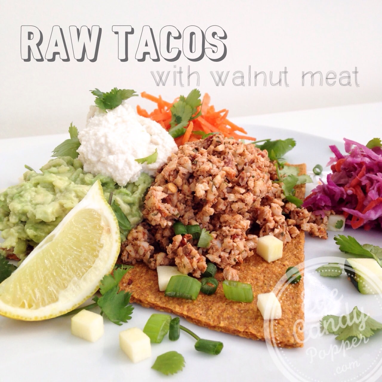 Raw tacos with walnut meat and cashew sour cream (vegan, raw, paleo, gluten-free)