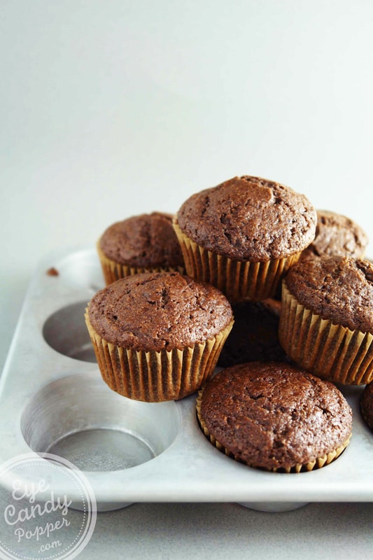 Double chocolate olive oil muffins