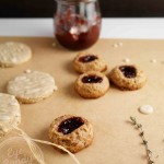 healthy almond raspberry thumbprint cookies