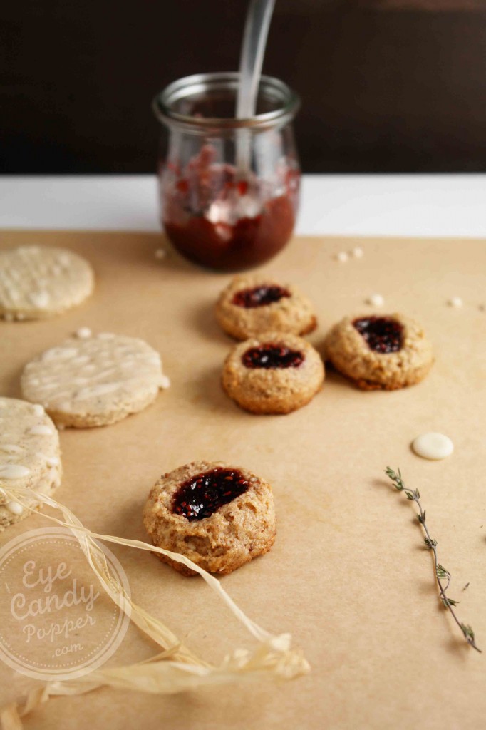 Almond Raspberry Thumbprint Cookies (vegan, paleo, gluten-free, no sugar added)