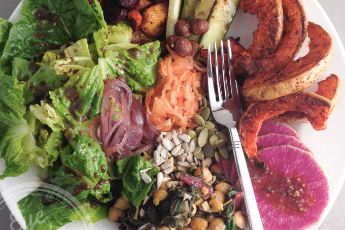 Spiced roasted butternut and beet salad bowl