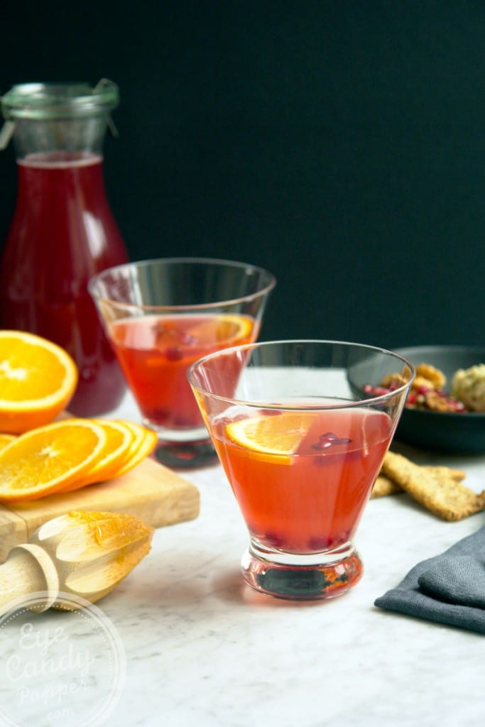 Amaretto cranberry shrub cocktail