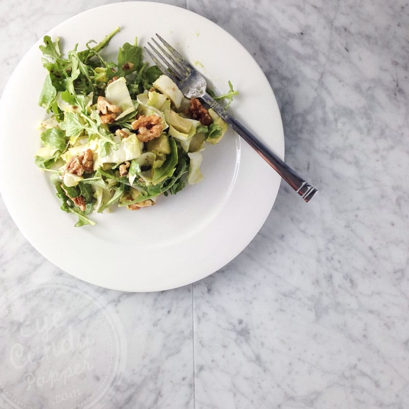 Healthy nutritious arugula and endive green salad
