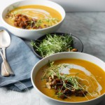 Roasted garlic and butternut soup with apple chutney