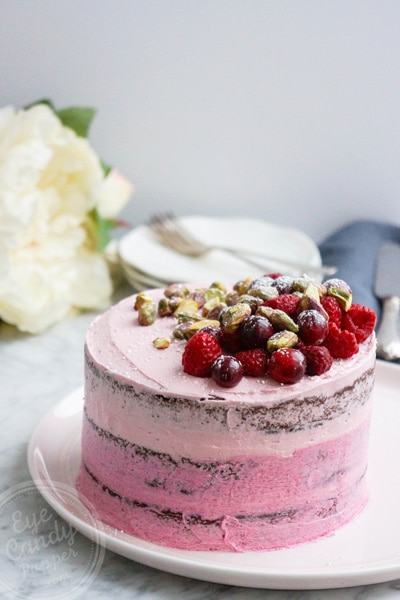 Two tone pink chocolate cake