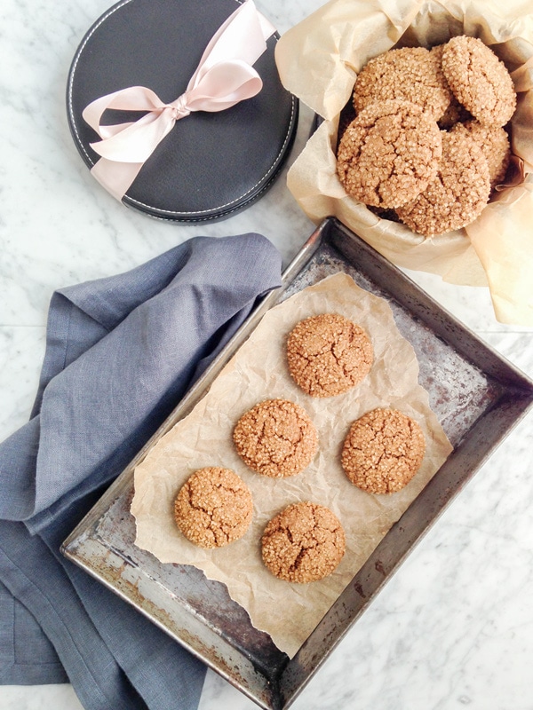 Healthy spelt and rye ginger snap cookies