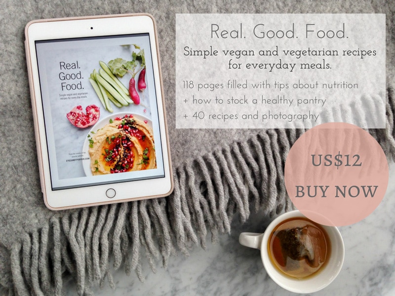 Real. Good. Food. eCookbook on an iPad with blanket and tea