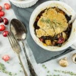 Simple mushroom and cranberry vegan pot pie for 2