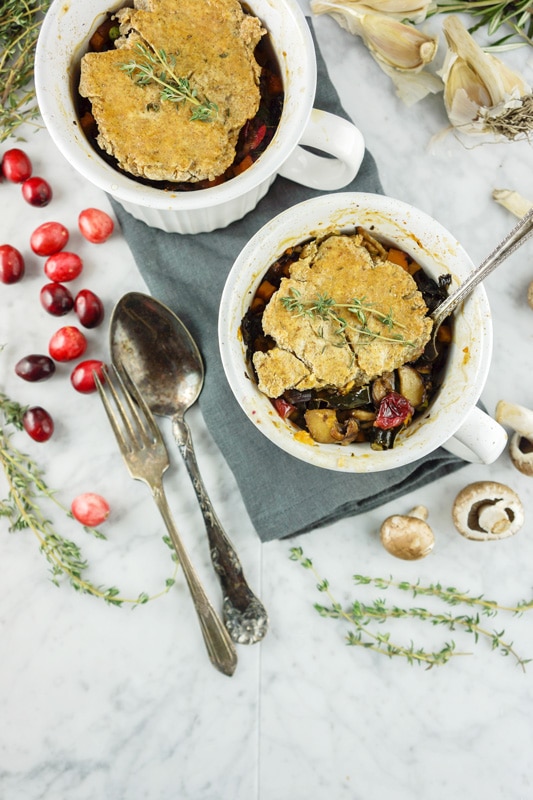 Vegan mushroom cranberry pot pie