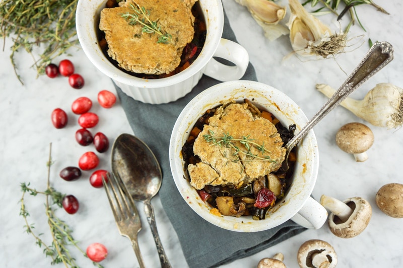 Vegan mushroom cranberry pot pie