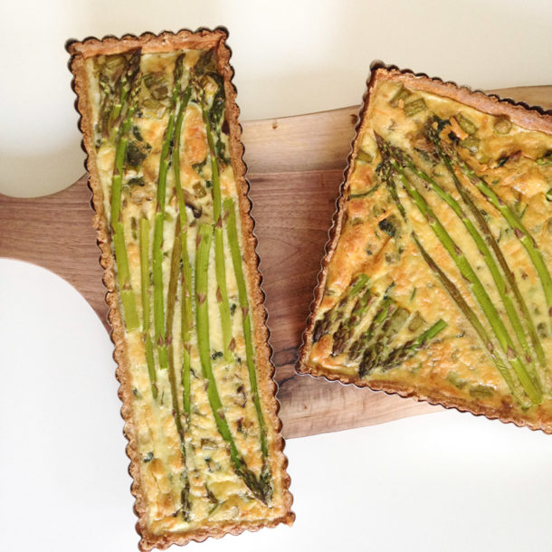 Asparagus and Spinach Quiche with Spelt Crust (dairy-free option)