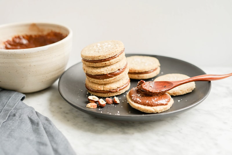 Gluten-Free Hazelnut Shortbread Cookies with Chocolate Filling | Vegan